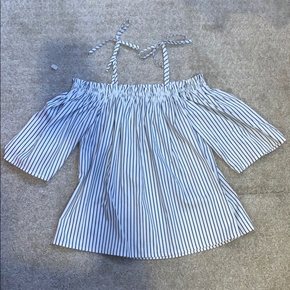 Gray and white stripe blouse